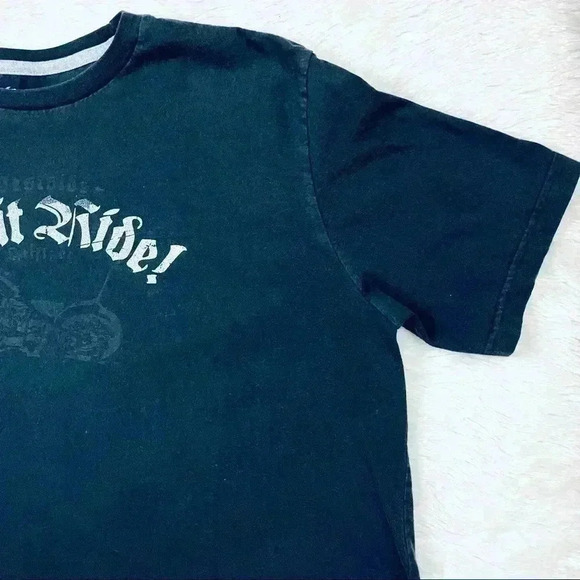 Tommy Hilfiger “Let It Ride” Motorcycle Black Crew Neck 100% Cotton Tee Size L - Picture 4 of 10